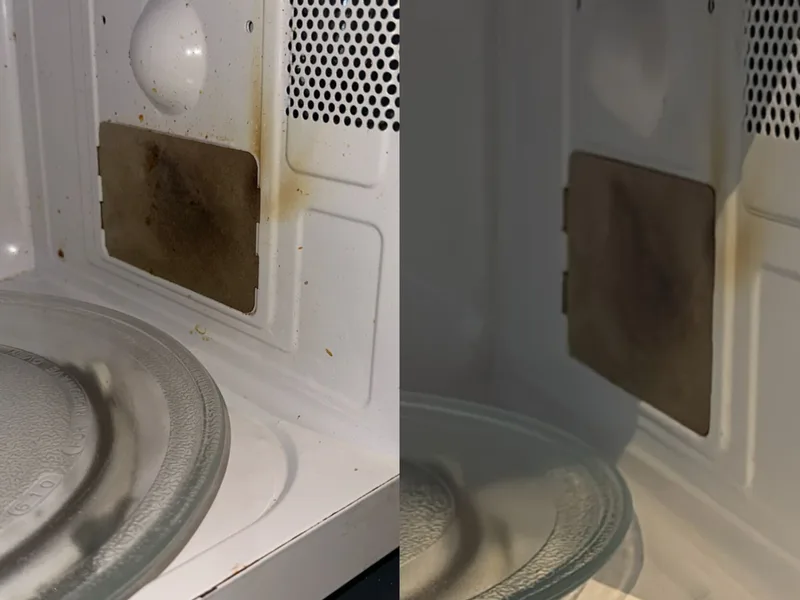 Microwave interior - before and after