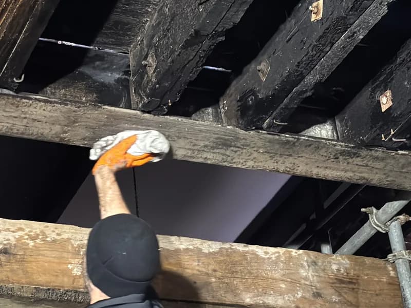 Charred beams - specialist cleaning